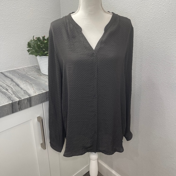 H&M Women's Silky Black Polka Dot Blouse - Size 14 - Picture 1 of 4